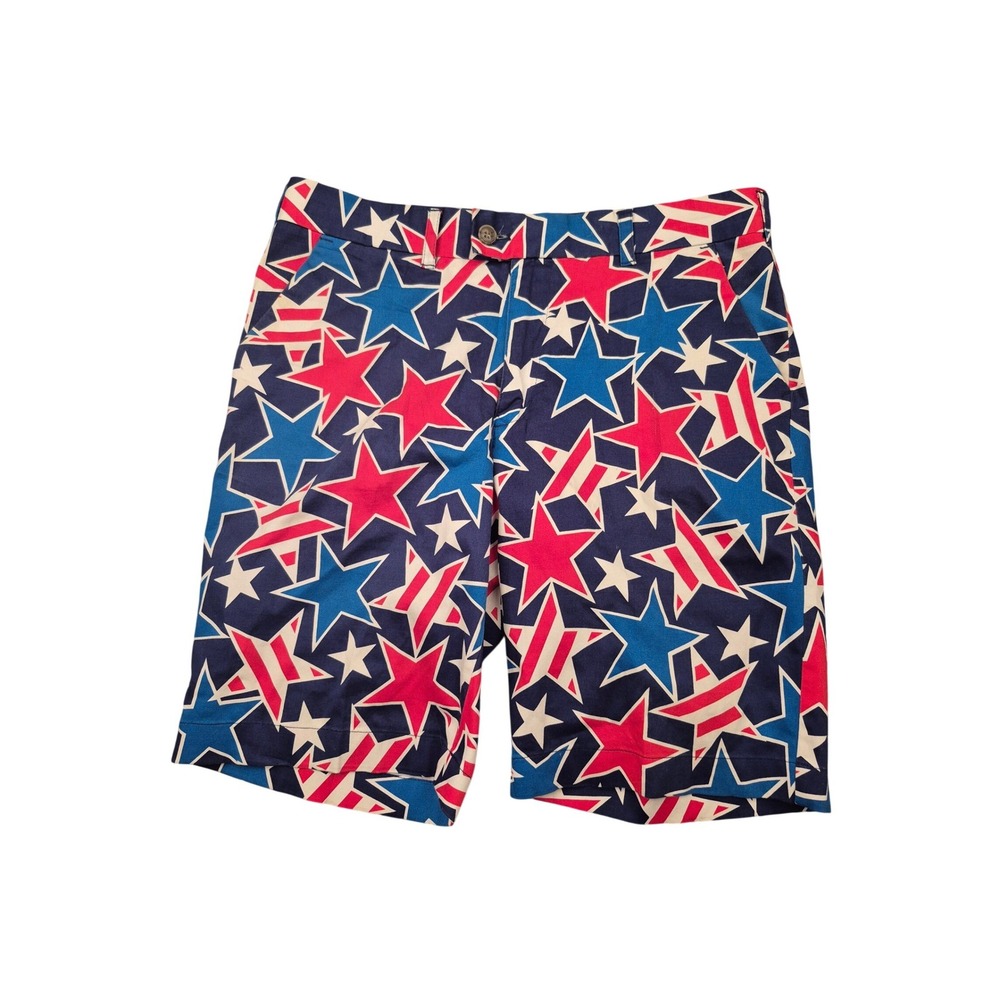 Loudmouth Mens Americana Stars and Stripes Golf Shorts Red Blue Patriotic Sz 34